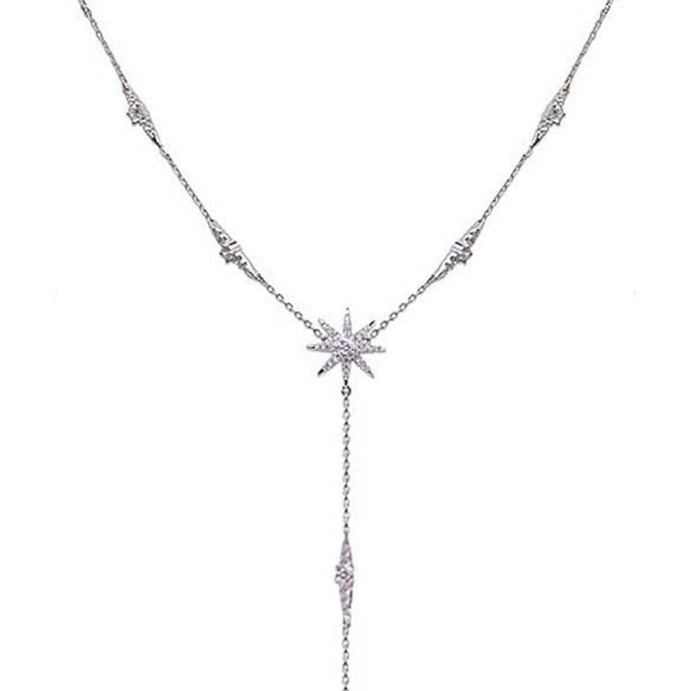 Open to Offers! Elegant Silver Star Pendant Necklace, Y Shape, Sterling, Dainty